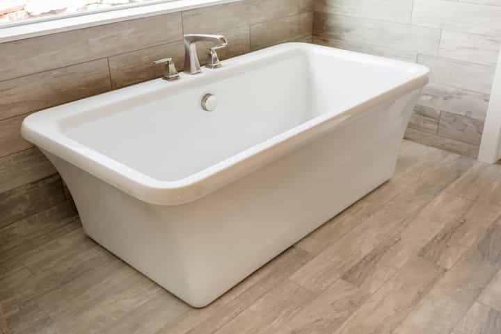 A luxury white bathtub installation in Rancho Cucamonga, California home
